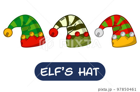Cartoon Elf Hat Illustration. Set of Variation Colors. EPS 10 Vector Cartoon Elf Hat Illustration. Set of Variation Colors. EPS 10 Vector 97850461