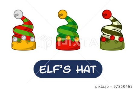 Cartoon Elf Hat Illustration. Set of Variation Colors. EPS 10 Vector Cartoon Elf Hat Illustration. Set of Variation Colors. EPS 10 Vector 97850465