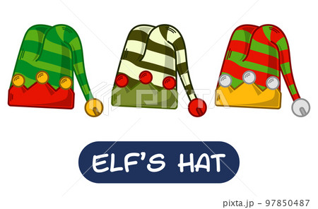 Cartoon Elf Hat Illustration. Set of Variation Colors. EPS 10 Vector Cartoon Elf Hat Illustration. Set of Variation Colors. EPS 10 Vector 97850487