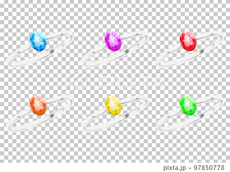 Oval brilliant cut ring jewelry illustration set 97850778