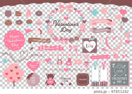 Valentine's day illustration and frame set 97851282