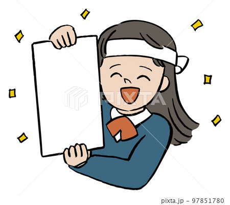 手持幡を持つ女子高生 97851780