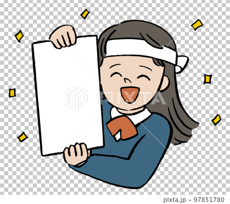 手持幡を持つ女子高生 97851780