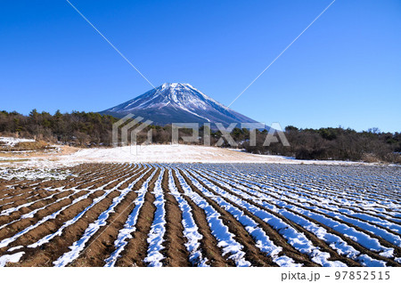 富士ヶ嶺の田園地帯と富士山の絶景・冬景色 富士ヶ嶺の田園地帯と富士山の絶景・冬景色 97852515