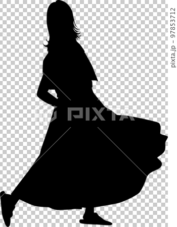 女性ロングスカートお待たせのポーズ 97853712