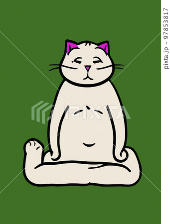 Illustration of cat practicing yoga 97853817