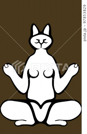 Illustration of cat practicing yoga Illustration of cat practicing yoga 97853829