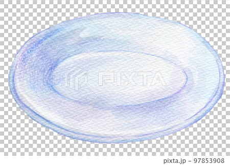 真っ白な皿　水彩イラスト 97853908