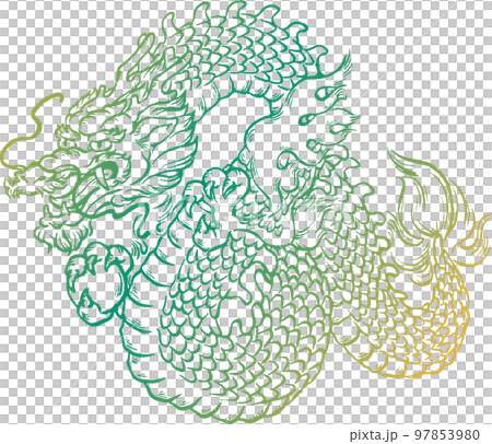 Year of the Dragon Dragon Tatsu Tatsu Hand-drawn New Year's card material New Year's card 2024 illustration material 97853980