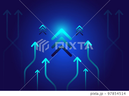 arrow pointing up on dark blue background Digital business growth concept. 97854514