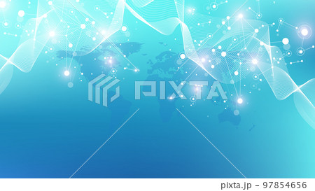 Global communication network concept. Social network communication in the global business. Big data visualization. Internet technology illustration Global communication network concept. Social network communication in the global business. Big data visualization. Internet technology illustration 97854656