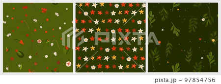 Hand drawn vector abstract graphic Merry Christmas and Happy new year clipart illustrations greeting wrapping seamless pattern with flowers and leaves.Merry Christmas cute floral design background. Hand drawn vector abstract graphic Merry Christmas and Happy new year clipart illustrations greeting wrapping seamless pattern with flowers and leaves.Merry Christmas cute floral design background. 97854756