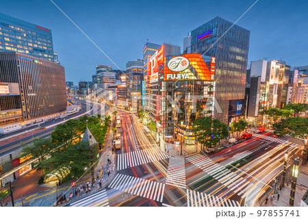 Ginza, Tokyo, Japan Shopping District at Twilight 97855741