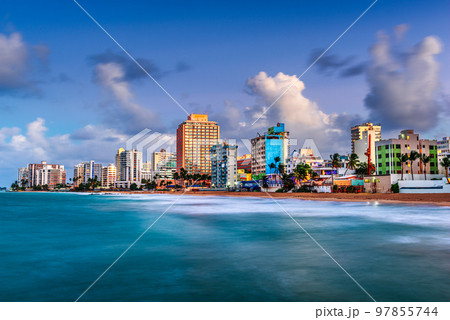 San Juan, Puerto Rico resort skyline on Condado Beach San Juan, Puerto Rico resort skyline on Condado Beach 97855744