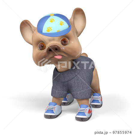 Puppy dog wearing suit , isolated character 3d rendering 97855974