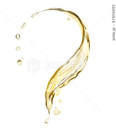 Liquid wave or flow splash, pouring fruit sauce or syrup, alcohol drink, abstract twisted swirl background, wine, isolated, 3d rendering 97856095