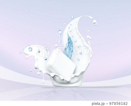 Soap splash isolated on white background. Soap advertisement design. 3d rendering 97856182