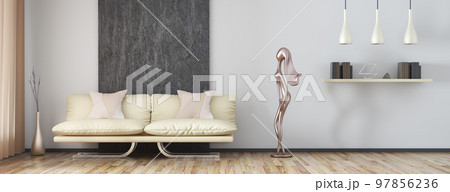 Interior design of modern living room with sofa, 3d rendering Interior design of modern living room with sofa, 3d rendering 97856236