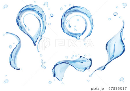 Set splashing of water abstract background, 3d rendering Set splashing of water abstract background, 3d rendering 97856317