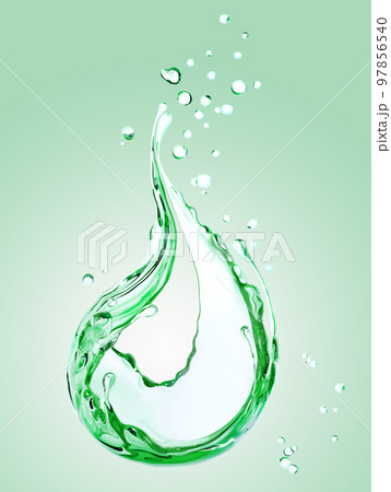 Liquid of splash green color, splash Aloe Vera 3d illustration, abstract swirl background, 3d rendering Liquid of splash green color, splash Aloe Vera 3d illustration, abstract swirl background, 3d rendering 97856540