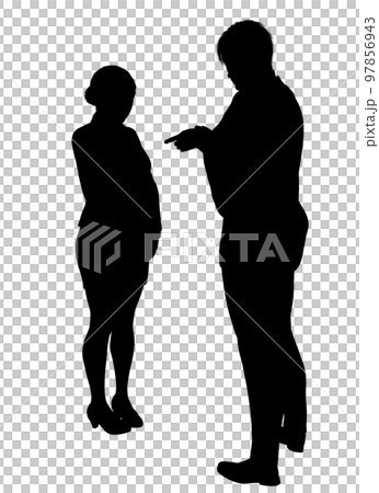 Silhouette of a female employee being scolded by her boss and a man pointing at her, full body front and back view illustration Silhouette of a female employee being scolded by her boss and a man pointing at her, full body front and back view illustration 97856943