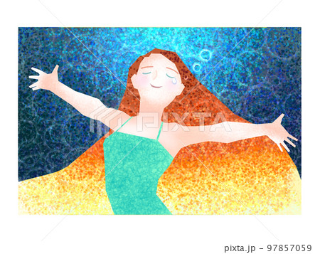 涙を流しながら前向きに生きるポジティブな女性のイラスト素材 [97857059] - PIXTA