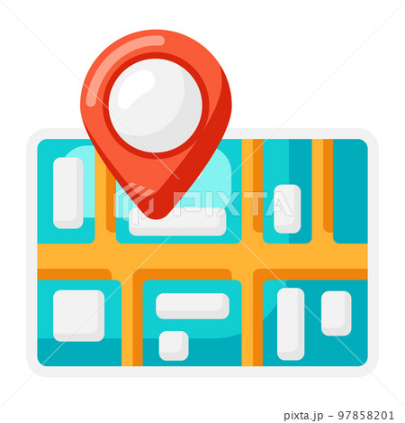 Illustration of destination mark on map. Red marker icon. Illustration of destination mark on map. Red marker icon. 97858201