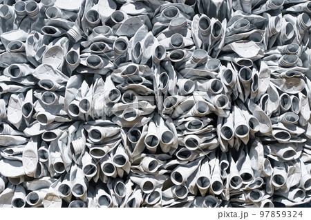 Used plastic bottle background. Recycle plastic trash and waste to protect the ecology and preserve the natural environment. 97859324