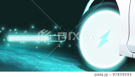EV electric car bright battery charging icon EV electric car bright battery charging icon 97859593