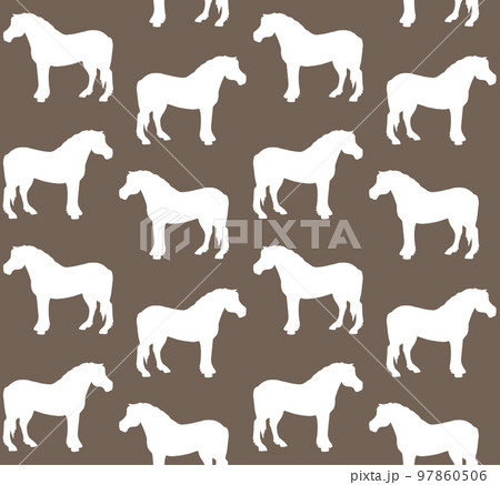 Vector seamless pattern of draft horse silhouette Vector seamless pattern of draft horse silhouette 97860506