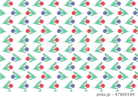 Seamless canvas with a Christmas tree toy on a green branch of a Christmas tree. 97860589