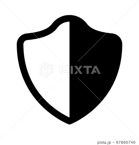 Shield half icon line isolated on white...のイラスト素材 [97860740] - PIXTA
