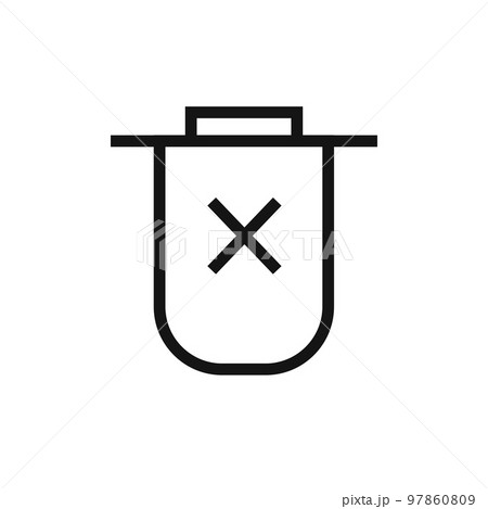 Delete line icon isolated on white background. Black flat thin icon on modern outline style. Linear symbol and editable stroke. Simple and pixel perfect stroke vector illustration. 97860809