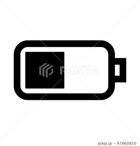 Battery half icon line isolated on white background. Black flat thin icon on modern outline style. Linear symbol and editable stroke. Simple and pixel perfect stroke vector illustration. Battery half icon line isolated on white background. Black flat thin icon on modern outline style. Linear symbol and editable stroke. Simple and pixel perfect stroke vector illustration. 97860850