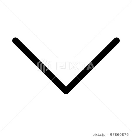 Chevron down icon line isolated on white background. Black flat thin icon on modern outline style. Linear symbol and editable stroke. Simple and pixel perfect stroke vector illustration. 97860876