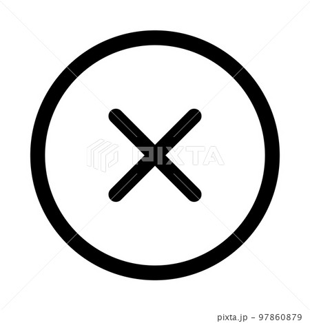 Close circle icon line isolated on white background. Black flat thin icon on modern outline style. Linear symbol and editable stroke. Simple and pixel perfect stroke vector illustration. Close circle icon line isolated on white background. Black flat thin icon on modern outline style. Linear symbol and editable stroke. Simple and pixel perfect stroke vector illustration. 97860879
