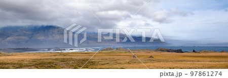 View during auto trip in Iceland. Spectacular Icelandic landscape with  scenic nature 97861274