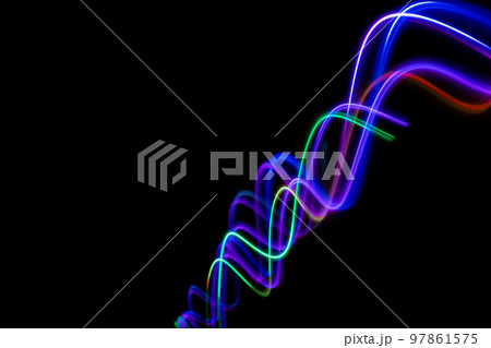 Neon design elements light glow and flash technology abstract background. 97861575