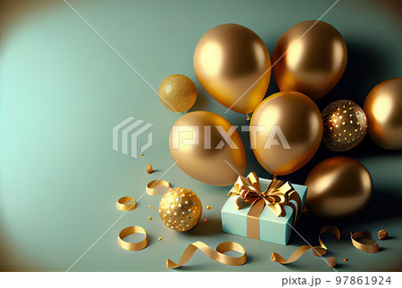 Gift box with baloons Gift box with baloons 97861924