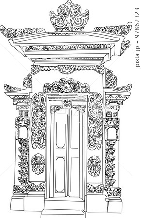 black and white decorated balinese door black and white decorated balinese door 97862323