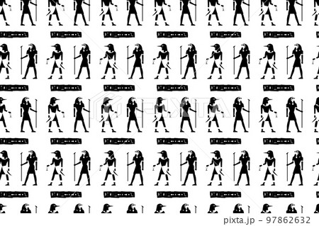 Hieroglyph Fabric Background 97862632