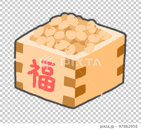 Illustration of masu and beans hand-drawn 97862958