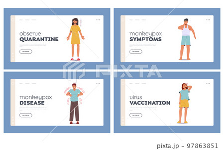 Characters with Monkeypox Virus Symptoms...のイラスト素材 [97863851] - PIXTA