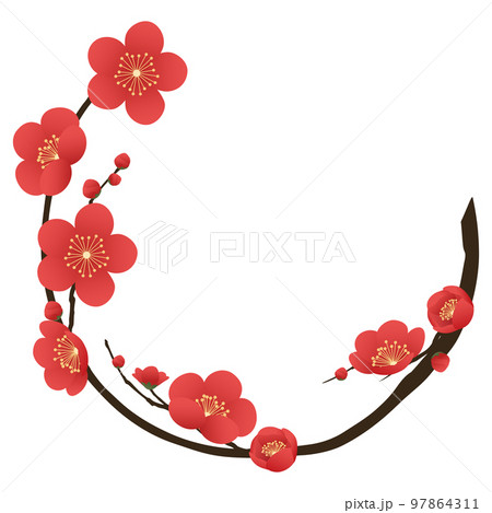 梅　花フレーム素材 97864311