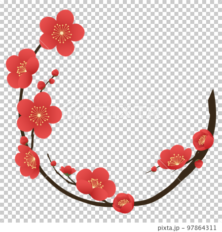 梅　花フレーム素材 97864311