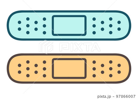 絆創膏のアイコン、青、オレンジ 絆創膏のアイコン、青、オレンジ 97866007