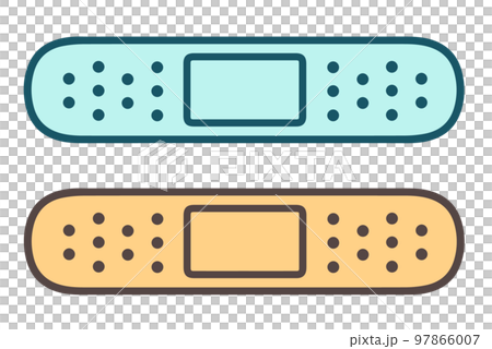 絆創膏のアイコン、青、オレンジ 絆創膏のアイコン、青、オレンジ 97866007