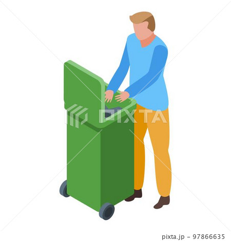 Jobless man in garbage bin icon. Isometric of jobless man in garbage bin vector icon for web design isolated on white background Jobless man in garbage bin icon. Isometric of jobless man in garbage bin vector icon for web design isolated on white background 97866635