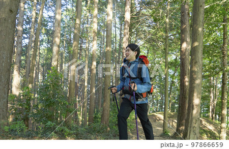 ソロ登山をする男性 ソロ登山をする男性 97866659