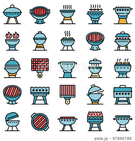 Brazier icons set. Outline set of brazier vector icons thin line color flat on white 97866788